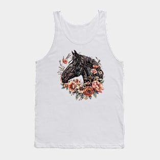 Horse with Flowers Design Tank Top